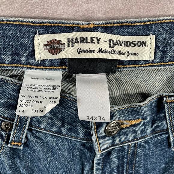 Vintage Harley Davidson Genuine Motor Biker Medium Wash Denim Blue Jeans - Picture 3 of 8